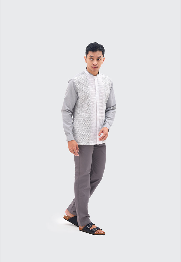 MOC Kemeja Koko Lengan Panjang Pria PEPPI - GREY