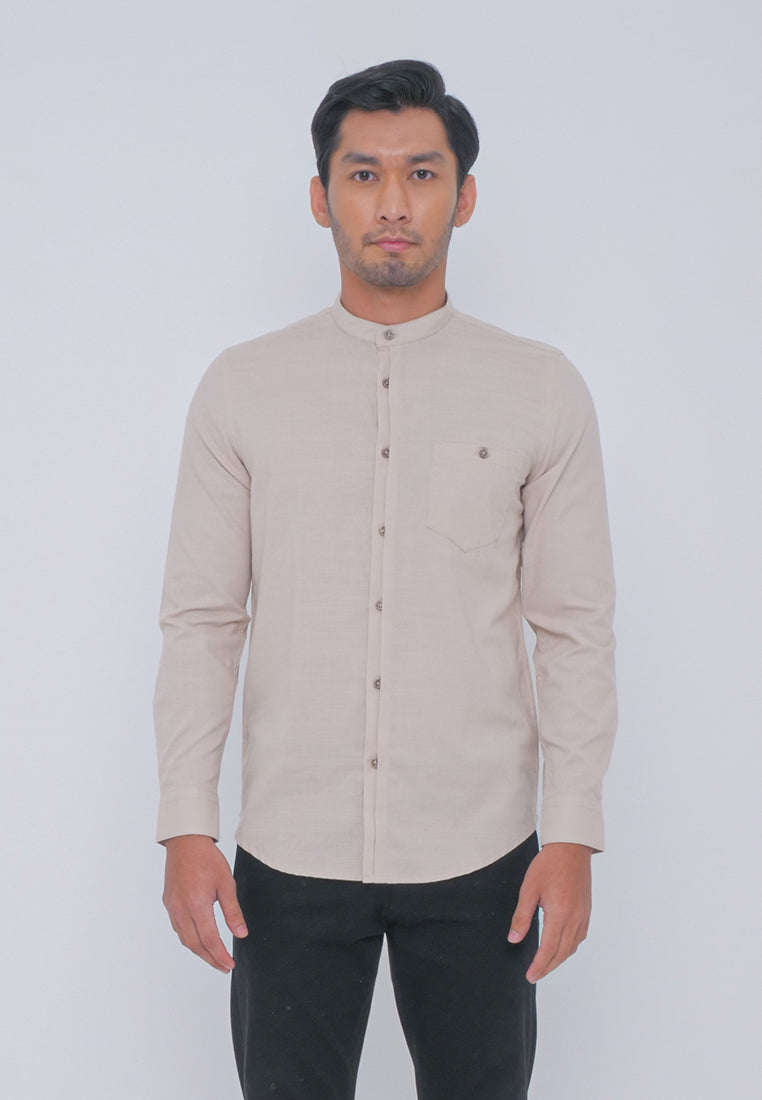 Men's Top by MOC Kemeja Shanghai Lengan Pendek Pria Bardia - Khaki