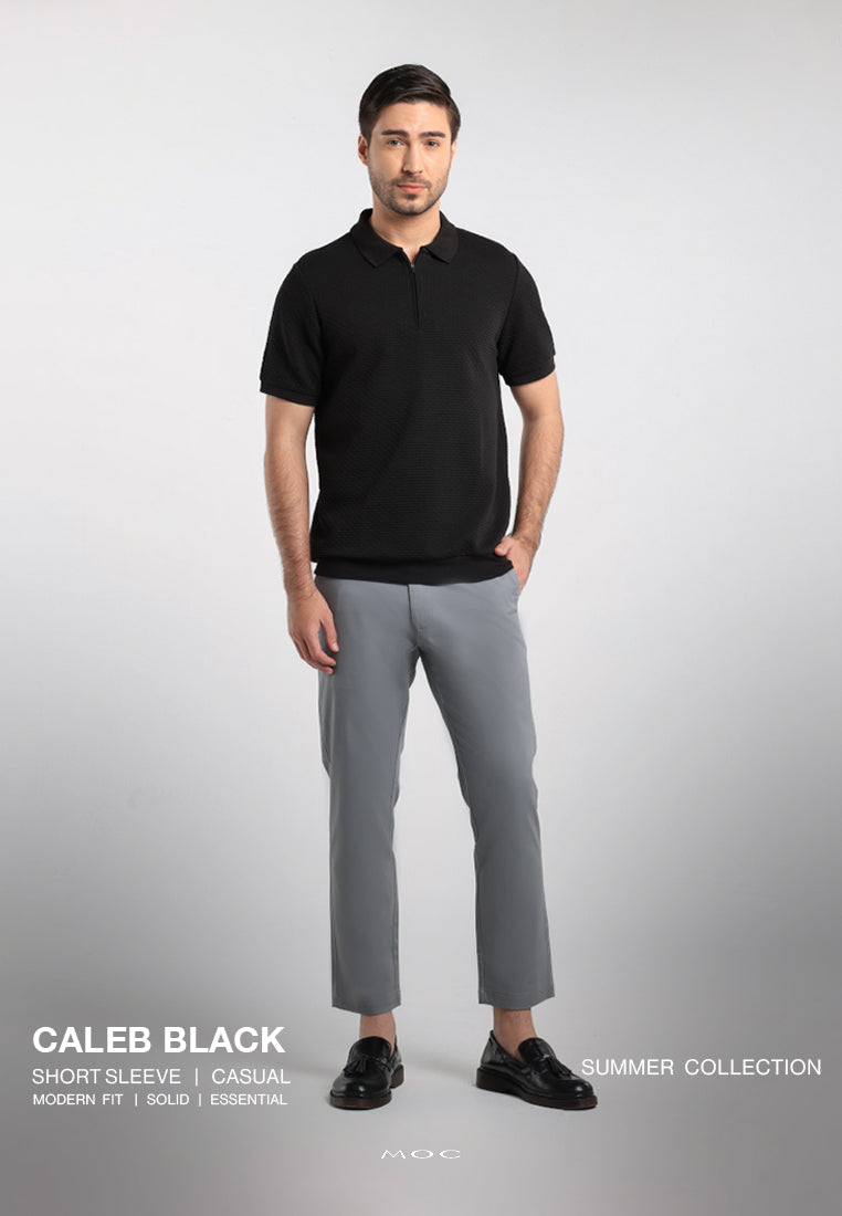 MOC - Kaos Polo Pria Lengan Pendek Caleb - Black