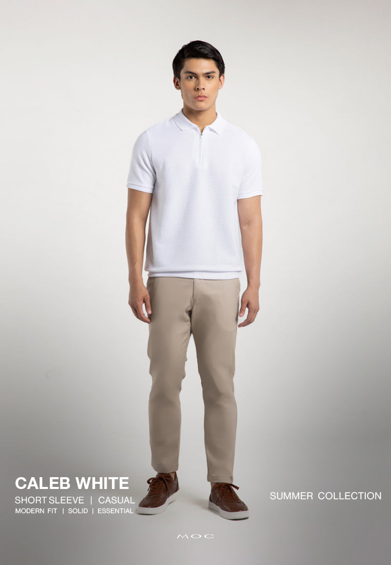 MOC - Kaos Polo Pria Lengan Pendek Caleb - White
