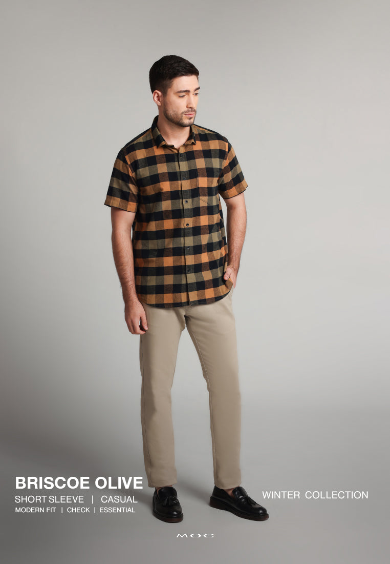 MOC Kemeja Lengan Pendek Pria Briscoe - Olive