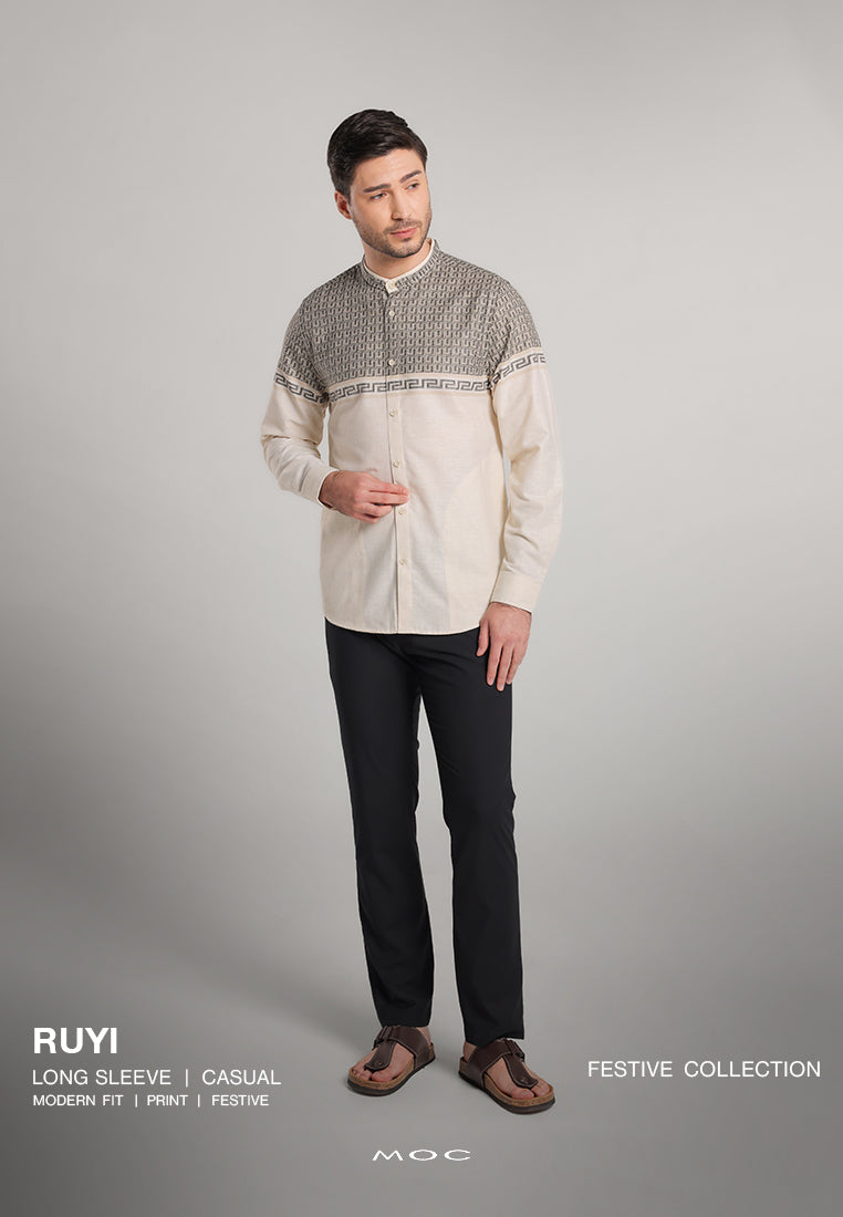 MOC Kemeja Koko Lengan Panjang Pria RUYI - KHAKI