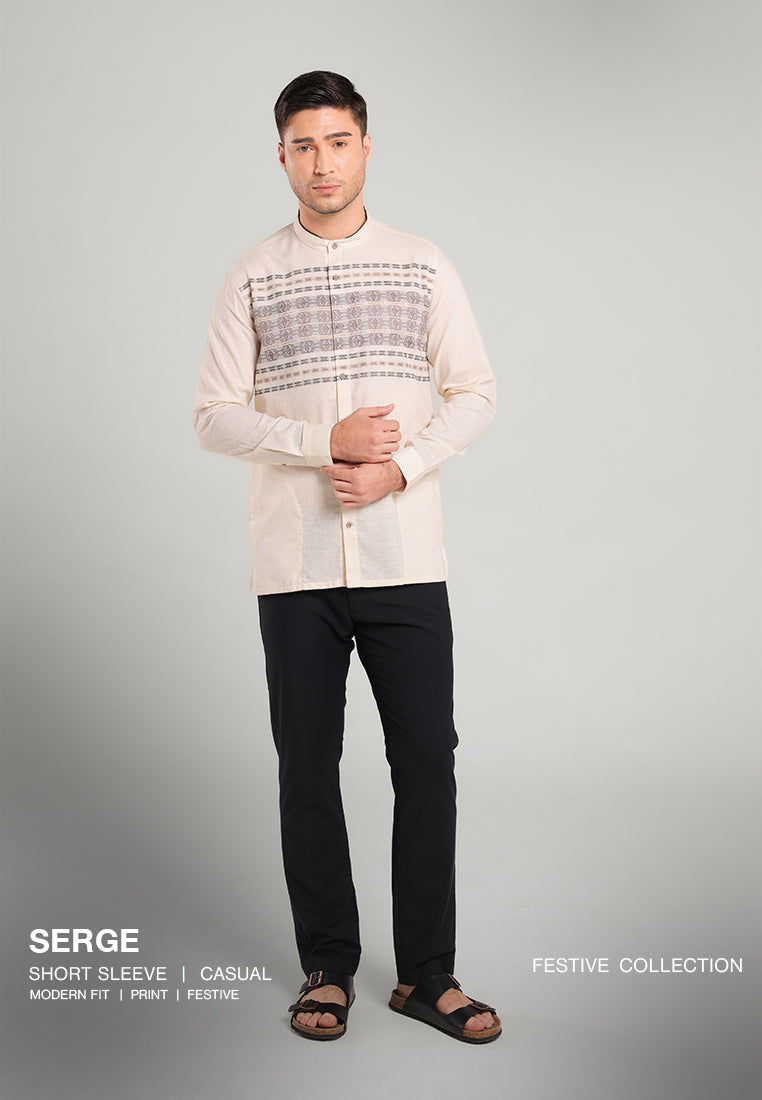 MOC Kemeja Koko Lengan Panjang Pria SERGE - KHAKI