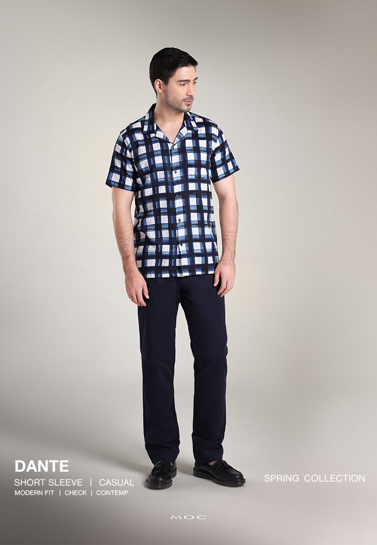 MOC Kemeja Kotak-kotak Pria Lengan Pendek DANTE - NAVY