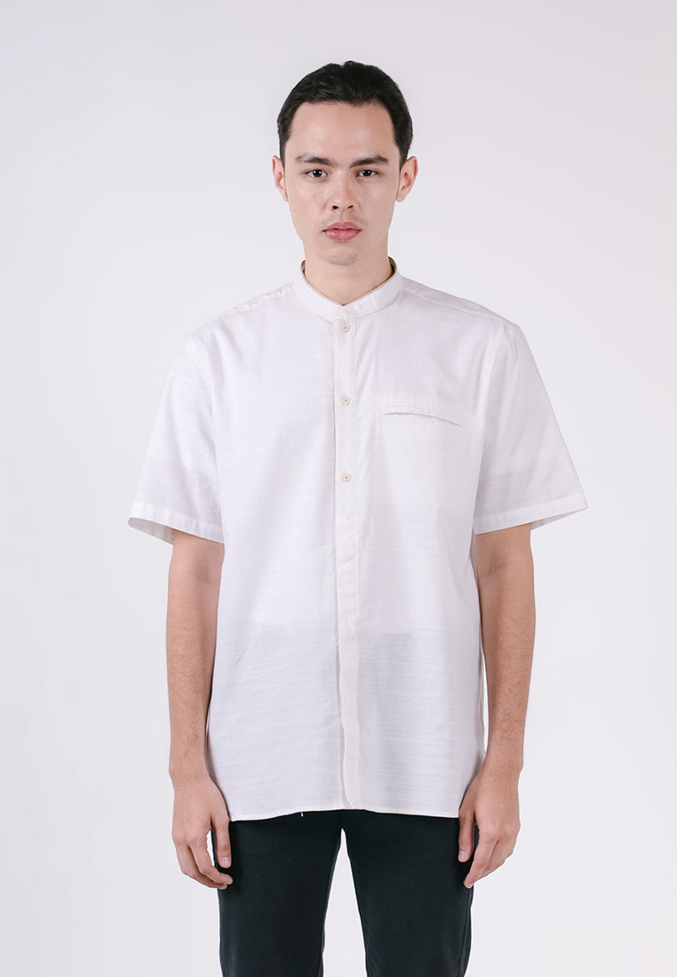 Men's Top by MOC Kemeja Shanghai Lengan Pendek Pria Eldar - White