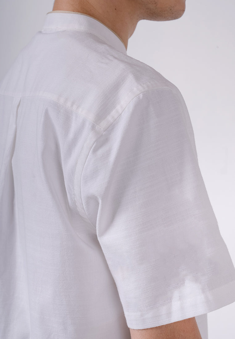 Men's Top by MOC Kemeja Shanghai Lengan Pendek Pria Eldar - White