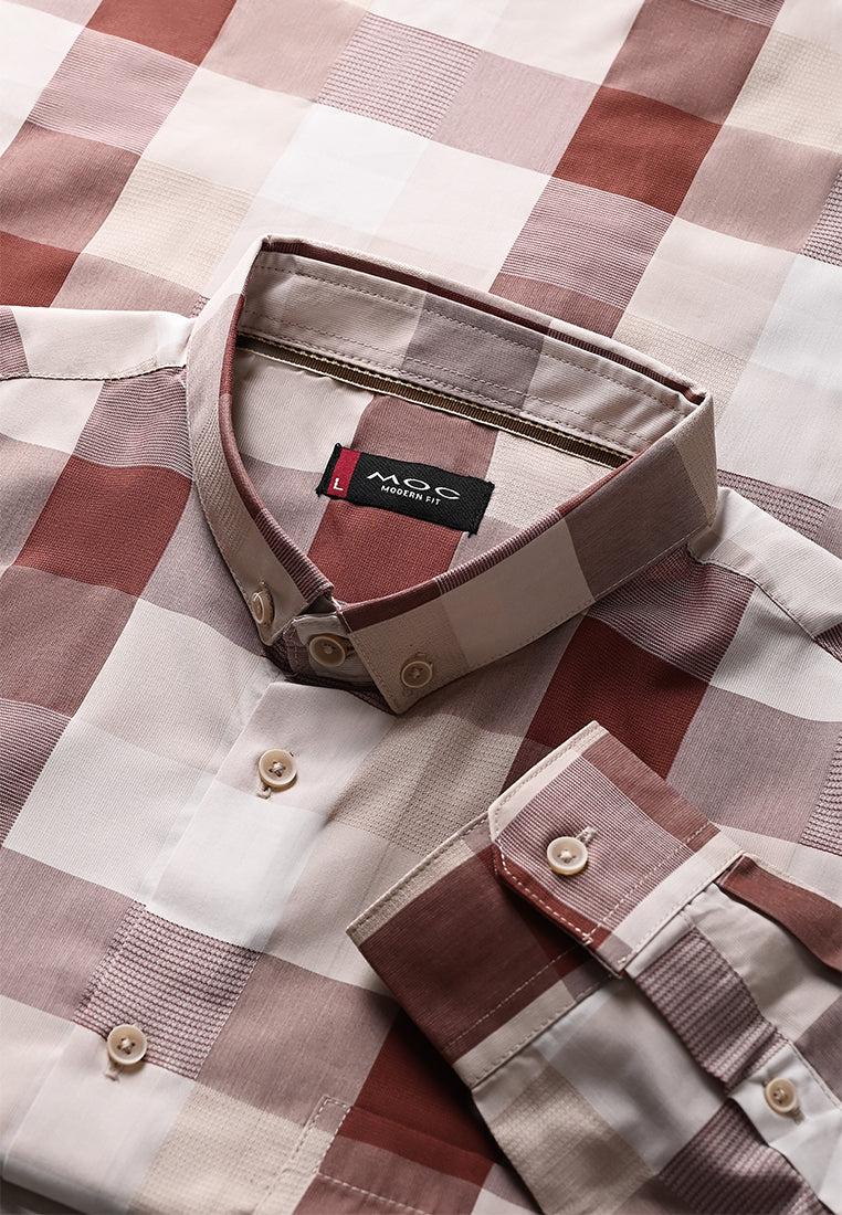 MOC Kemeja Lengan Panjang Pria DEACON - Light Brown