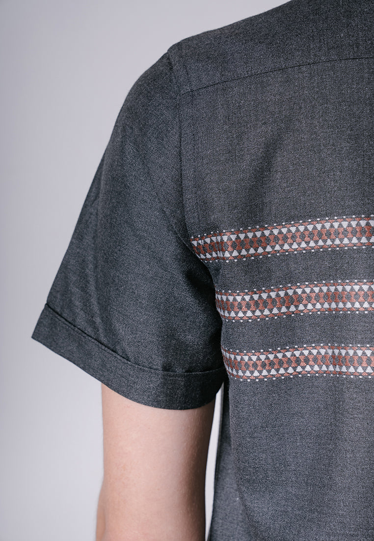 Men's Top by MOC Kemeja Koko Lengan Pendek Pria Fadil - Black