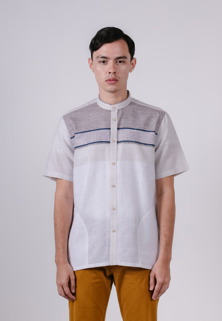 Men's Top by MOC Kemeja Koko Lengan Pendek Pria Fikri - White