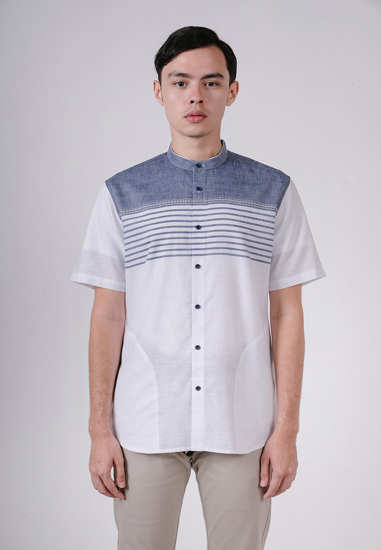 Men's Top by MOC Kemeja Koko Lengan Pendek Pria Ghazali - White