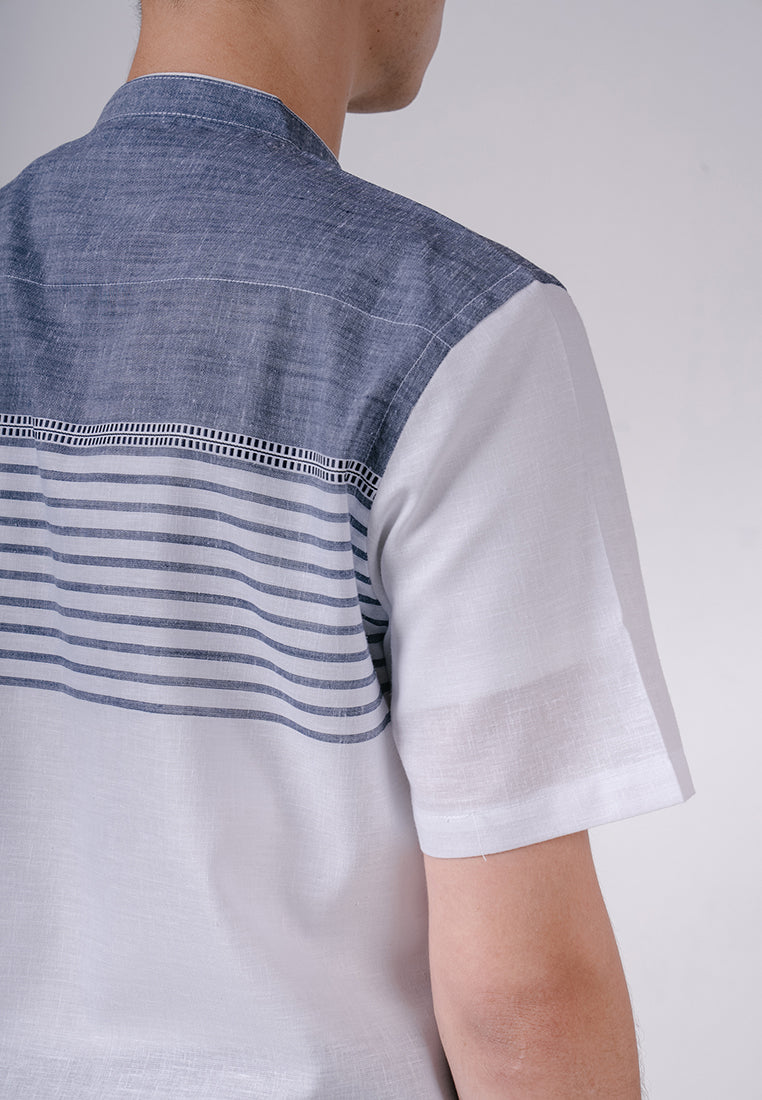 Men's Top by MOC Kemeja Koko Lengan Pendek Pria Ghazali - White