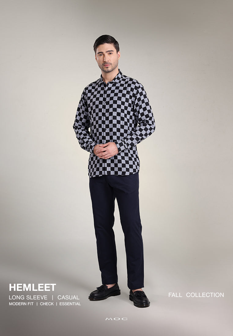 MOC Kemeja Lengan Panjang Pria HEMLEET - BLUE