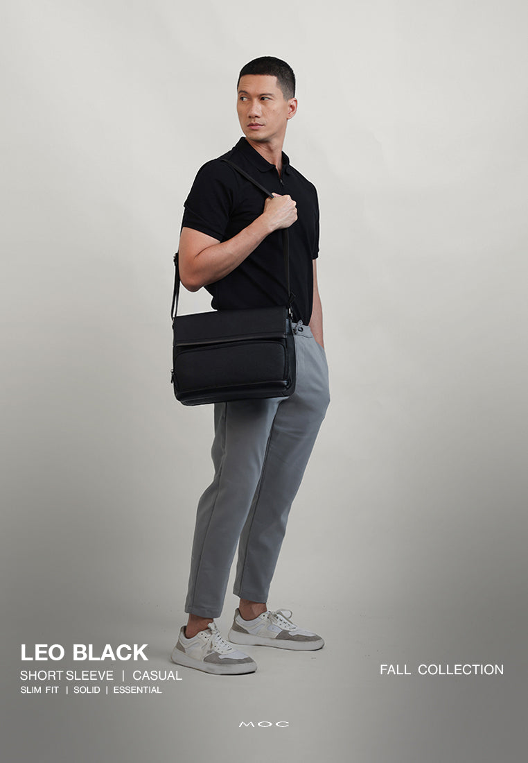 MOC Kaos Polo Lengan Pendek Pria Leo - Black