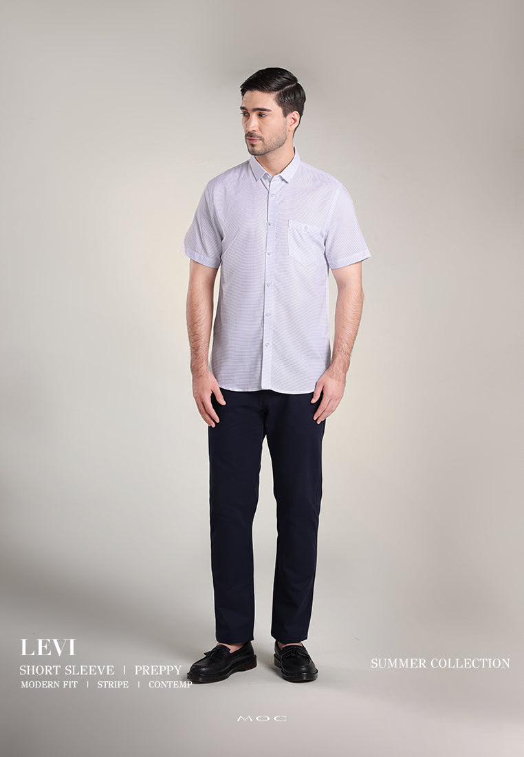 MOC Kemeja Lengan Pendek Pria LEVI - White