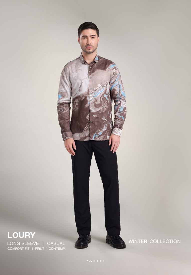 MOC Kemeja Lengan Panjang Pria LOURY - BEIGE