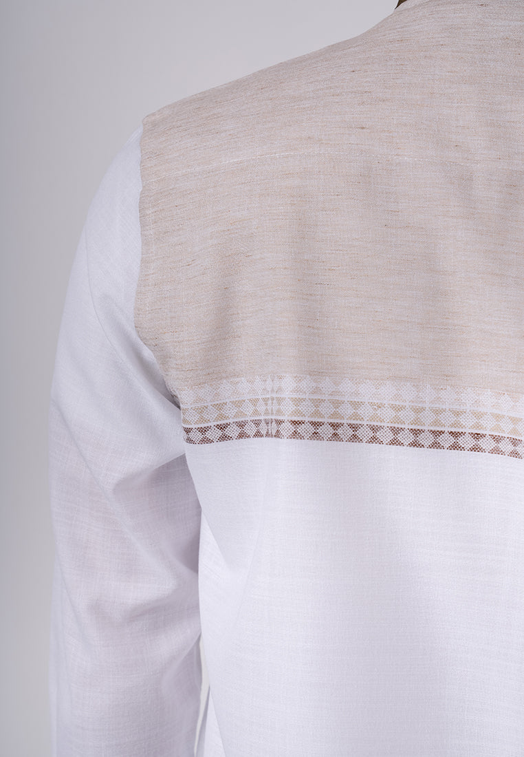 Men's Top by MOC Kemeja Koko Lengan Panjang Pria Langham - White