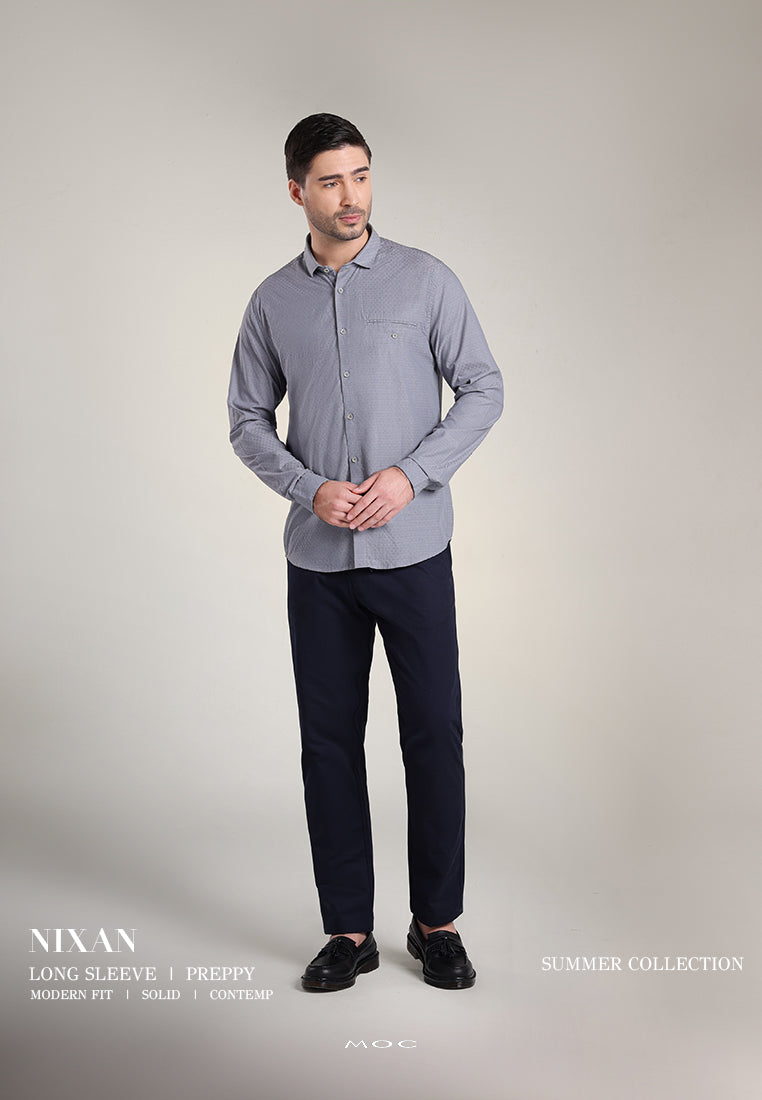 MOC Kemeja Lengan Panjang Pria NIXAN-GREY