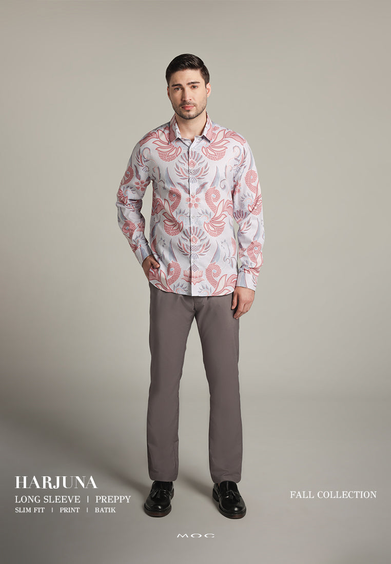 MOC - Kemeja Batik Pria Lengan Panjang Harjuna - Beige