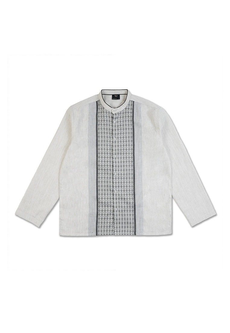 Men's Top by MOC Kemeja Koko Lengan Panjang Pria Rustam - Light Beige