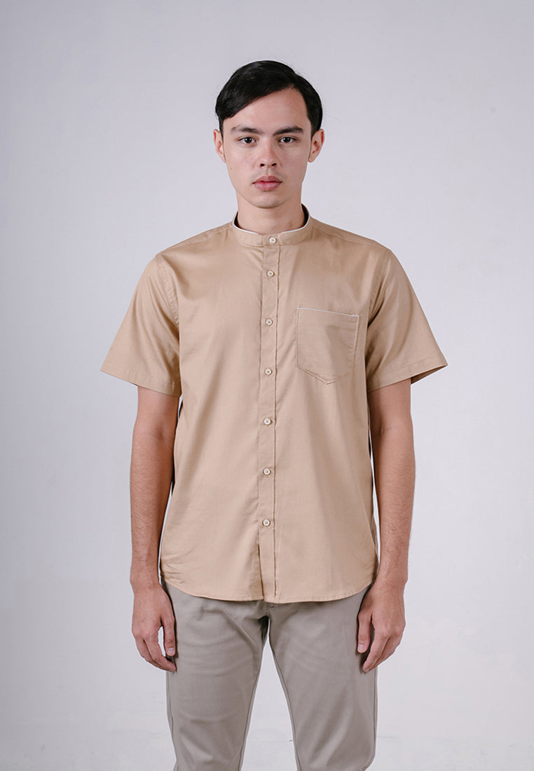 Men's Top by MOC Kemeja Shanghai Lengan Panjang Pria Symo - Brown