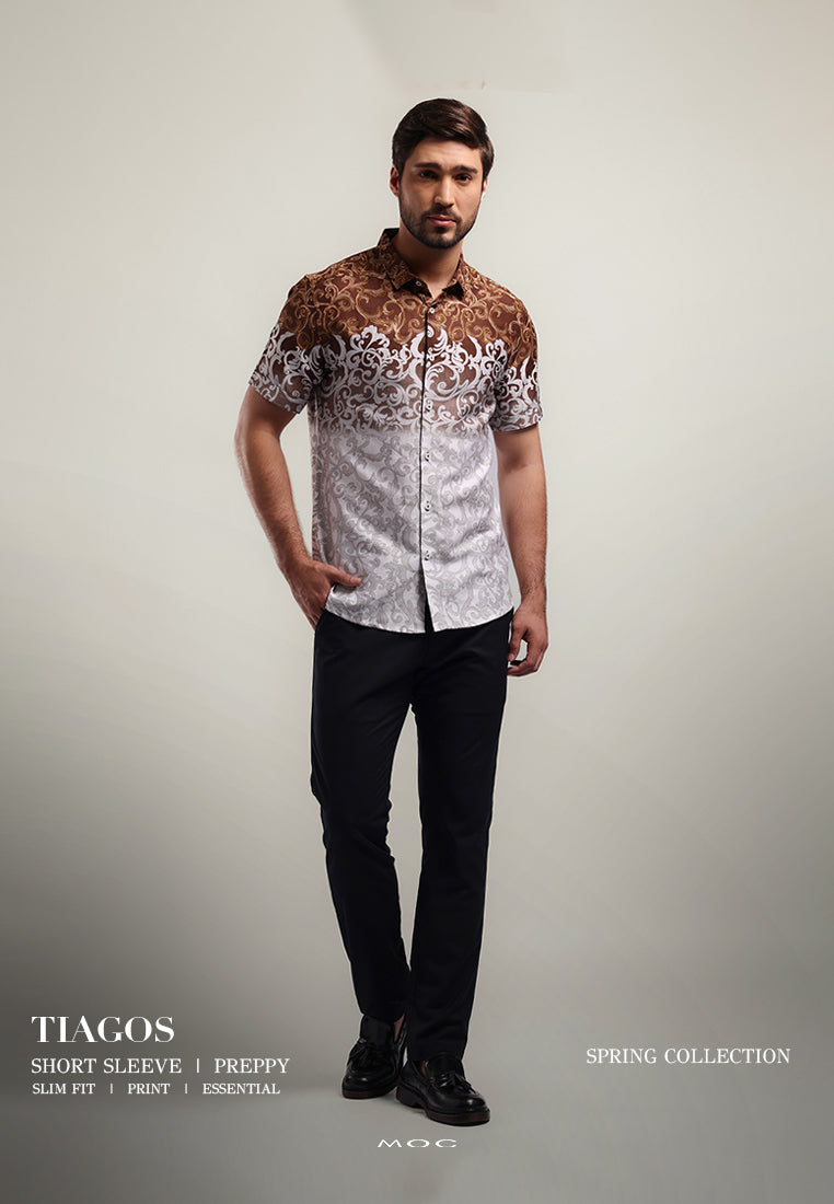 MOC Kemeja Batik Lengan Pendek Pria TIAGOS-KHAKI