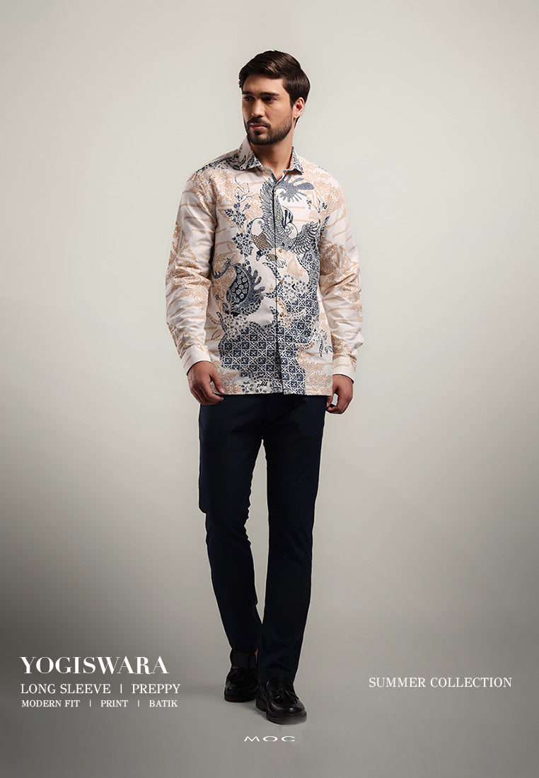 MOC - Kemeja Batik Pria Lengan Panjang Yogiswara - White