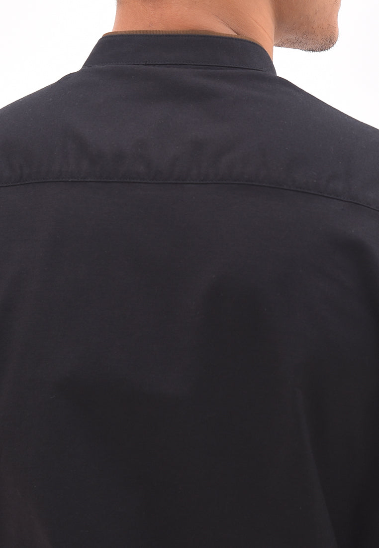 Men's Top by MOC Kemeja Koko Lengan Panjang Pria Zahra - Black