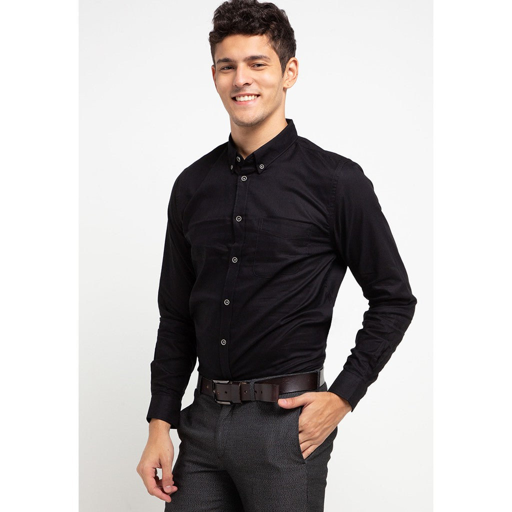 Men's Top By MOC Kemeja Pria Basic Polos Panjang Slim Fit Santana Best Seller