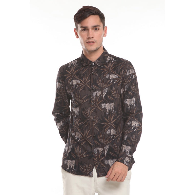 Men's Top By MOC Kemeja Pria Printing Panjang Slim Fit Anzio Best Seller