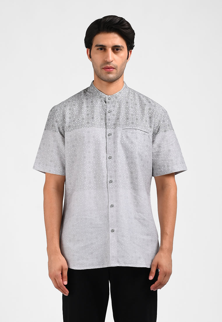 MOC Kemeja Koko Lengan Pendek Pria TORVI-GREY
