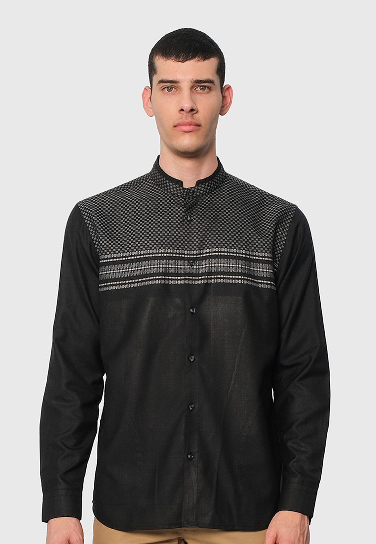 MOC Kemeja Koko Lengan Panjang Pria ABA-BLACK