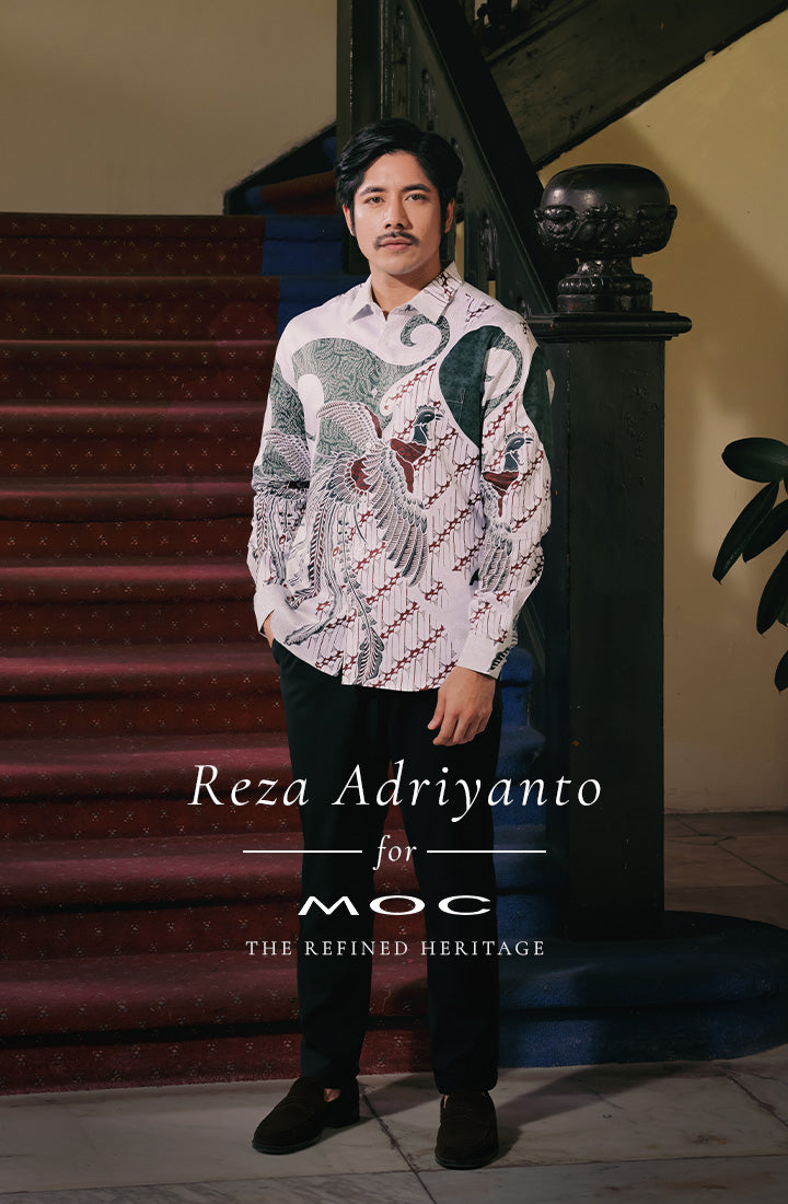 MOC Kemeja Batik Lengan Panjang Pria Surya - White
