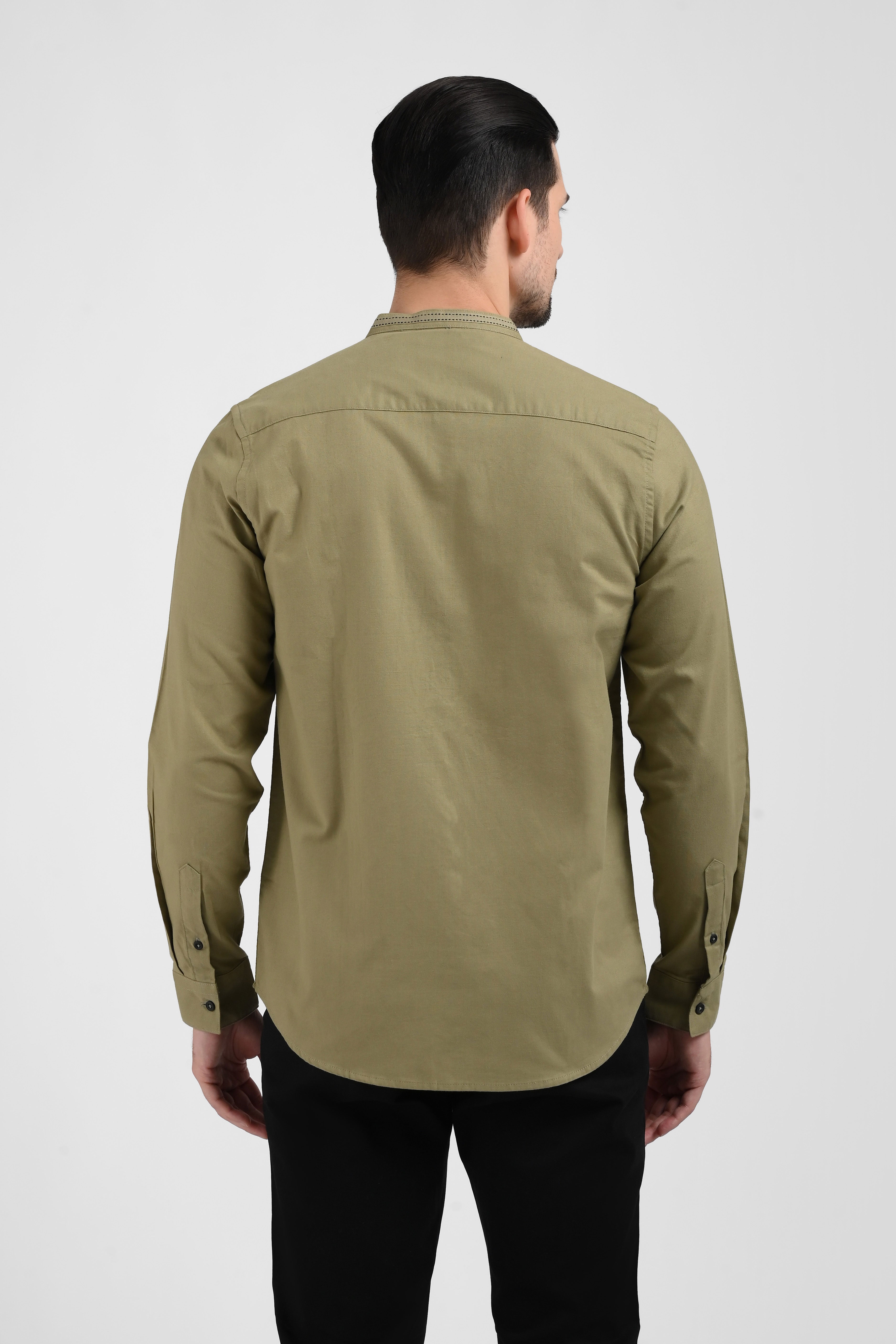 MOC Kemeja Shanghai Lengan Panjang Pria HADAR-OLIVE