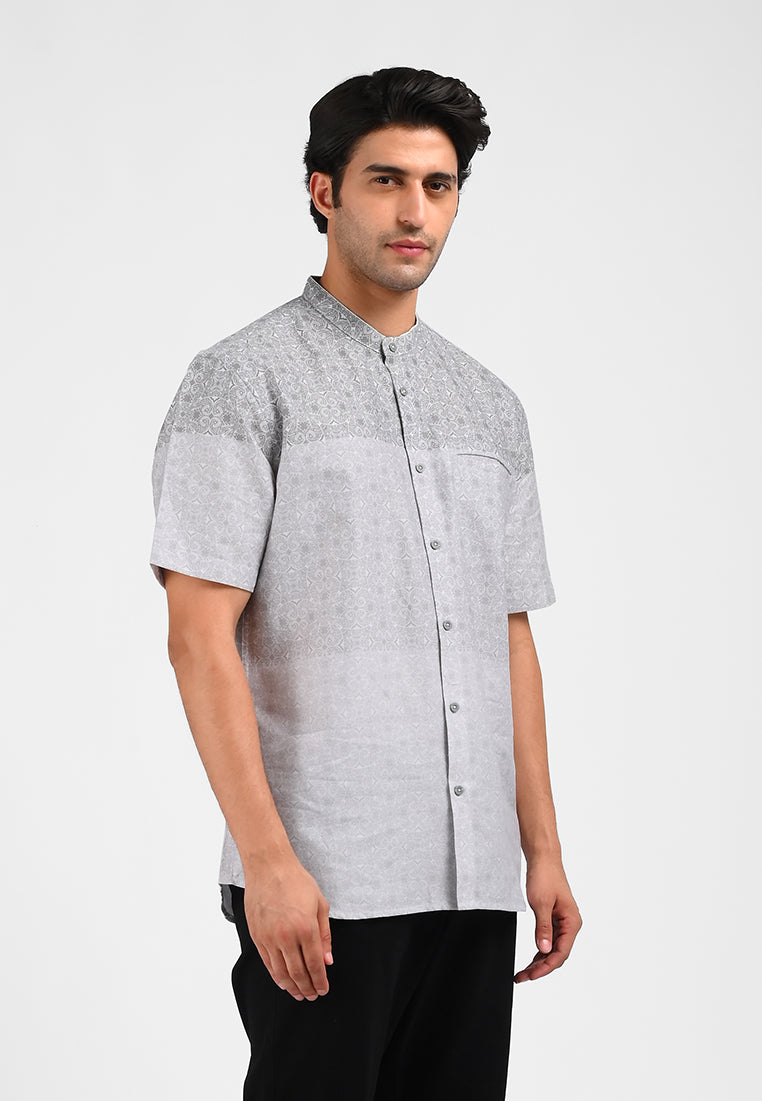 MOC Kemeja Koko Lengan Pendek Pria TORVI-GREY