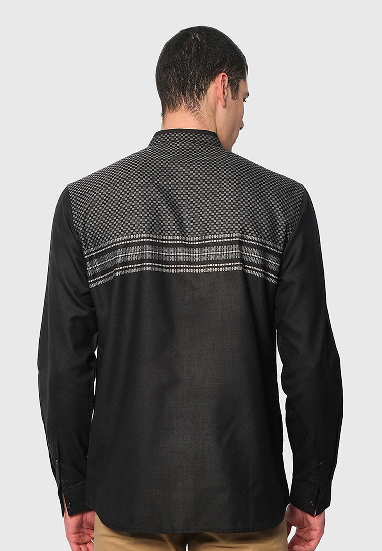 MOC Kemeja Koko Lengan Panjang Pria ABA-BLACK