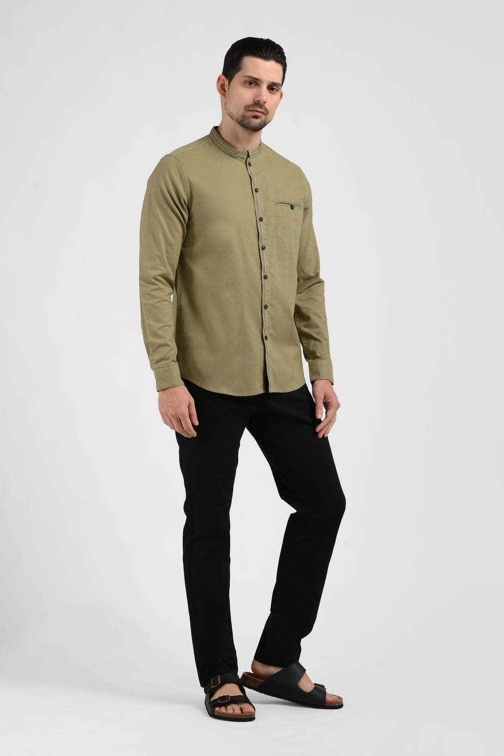 MOC Kemeja Shanghai Lengan Panjang Pria HADAR-OLIVE