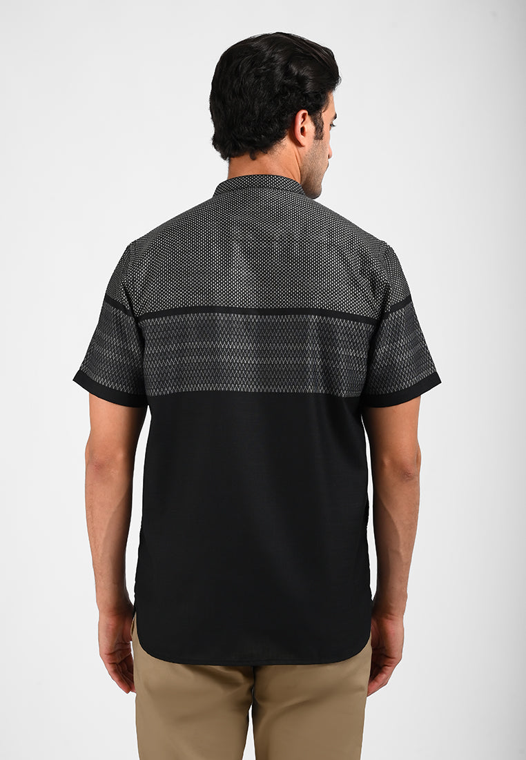 MOC Kemeja Koko Lengan Pendek Pria IDHGAM-BLACK
