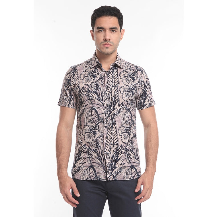 Men's Top By MOC Kemeja Pria Printing Pendek Slim Fit Thalimpo Best Seller