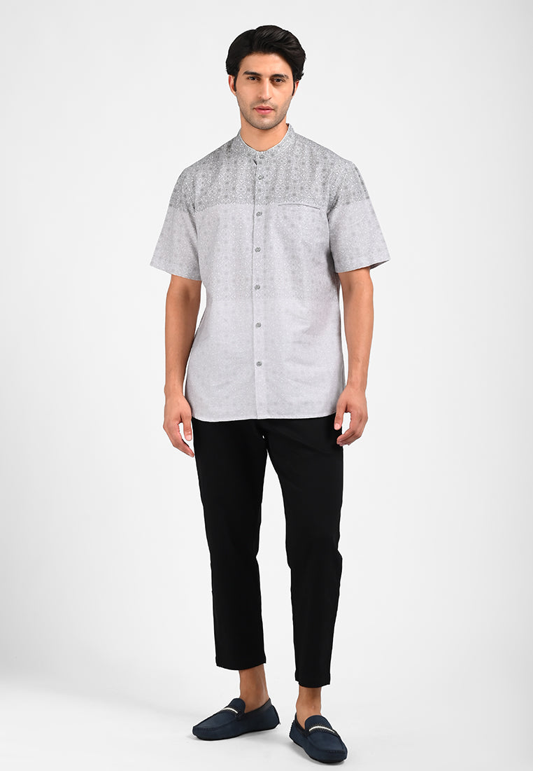 MOC Kemeja Koko Lengan Pendek Pria TORVI-GREY