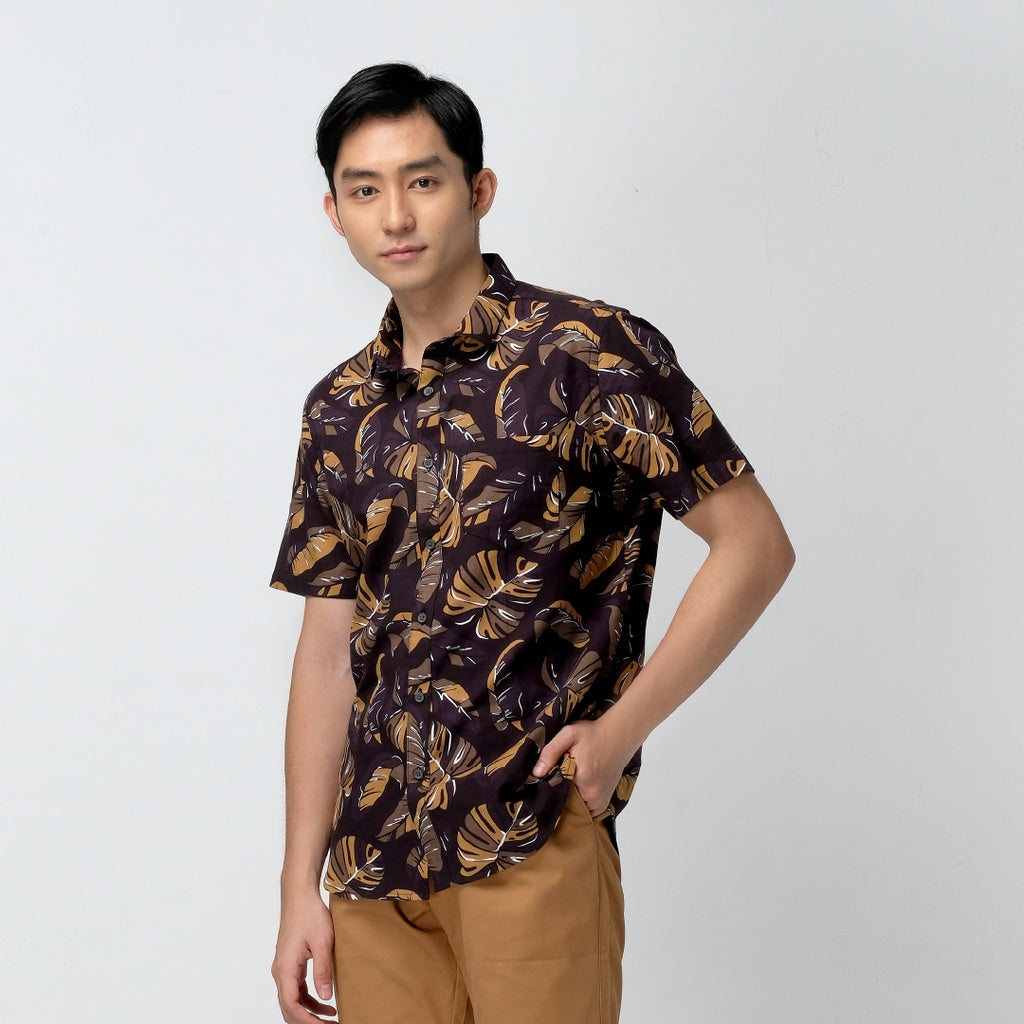 Men's Top By MOC Kemeja Pria Printing Pendek Modern Fit Navajo Best Seller