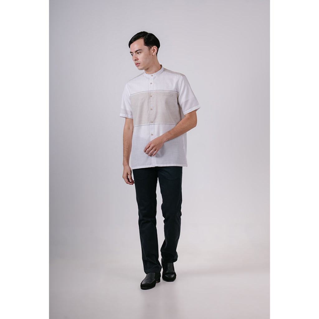 Men's Top by MOC Kemeja Koko Lengan Pendek Pria BAHRAIN - WHITE