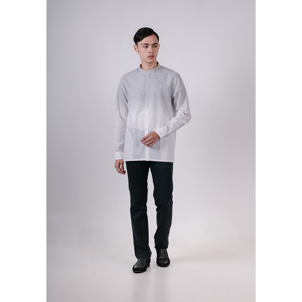 Men's Top by MOC Kemeja Koko Lengan Panjang Pria Elyas - Grey