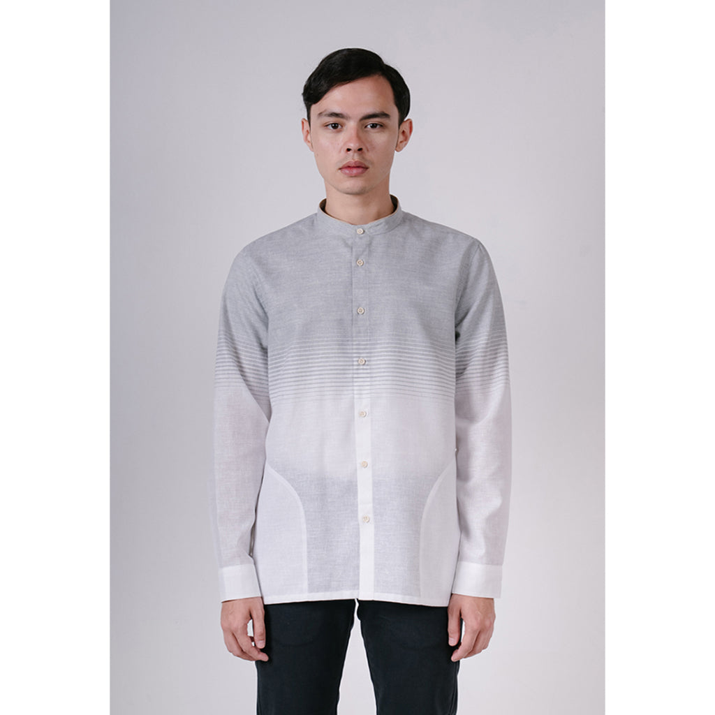 Men's Top by MOC Kemeja Koko Lengan Panjang Pria Elyas - Grey