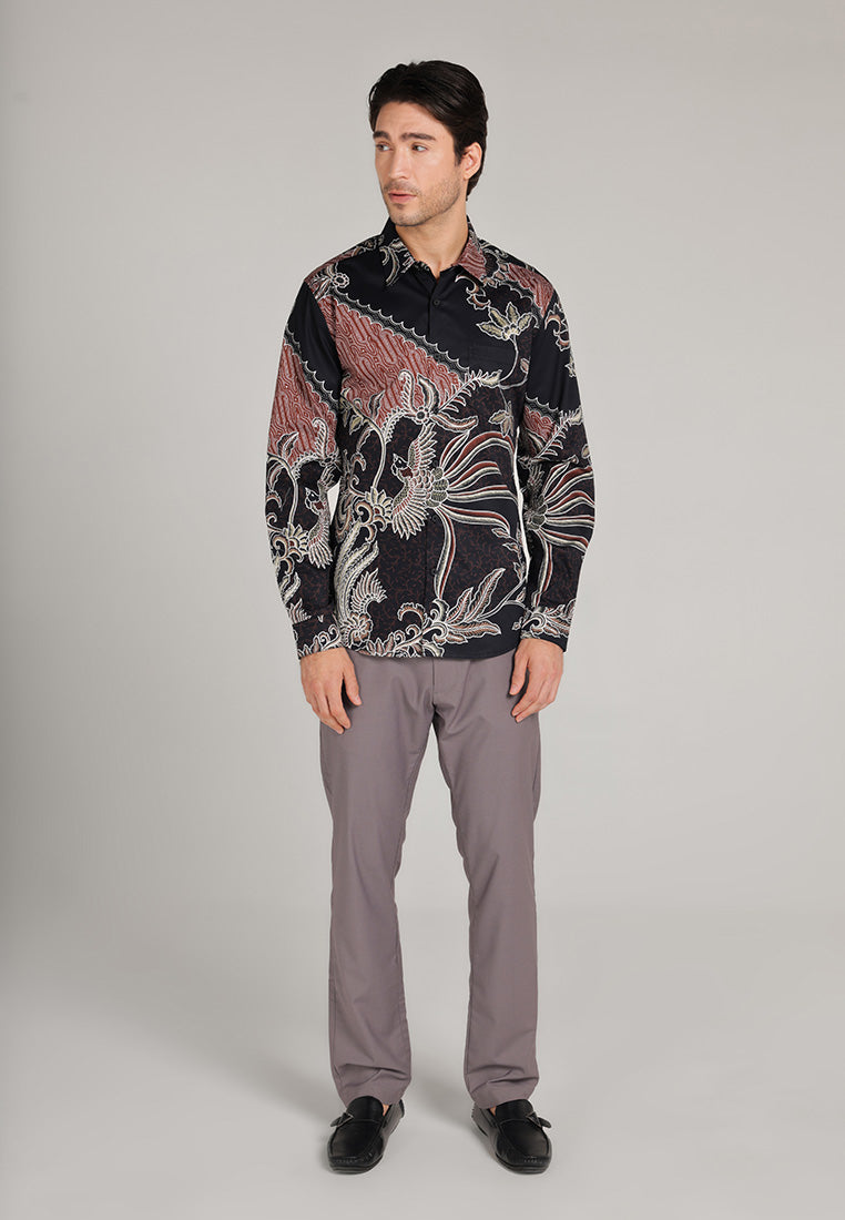 MOC Kemeja Batik Lengan Panjang Pria Sanjaya - Black