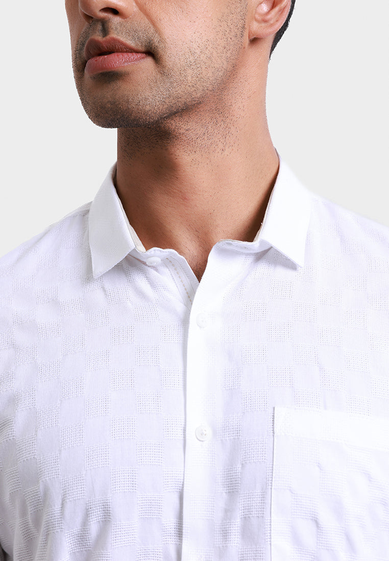 MOC - Kemeja Polos Pria Lengan Pendek Tenere - White