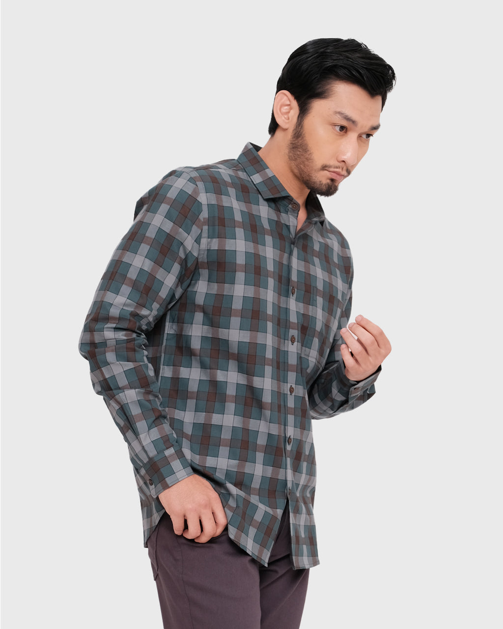 MOC Kemeja Lengan Panjang Pria NICOLO - GREY