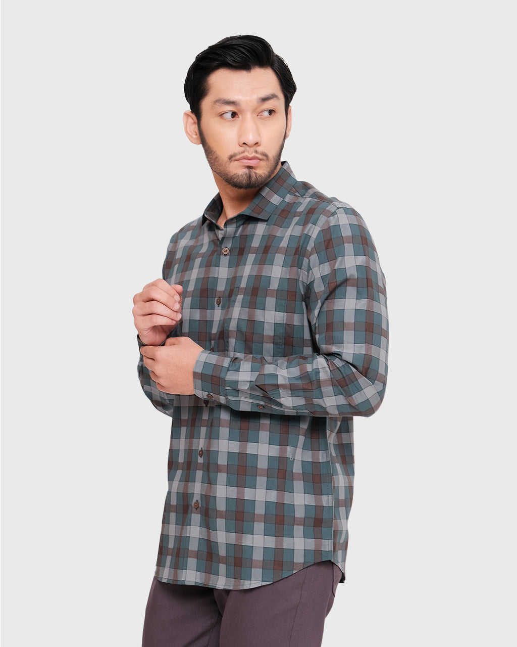 MOC Kemeja Lengan Panjang Pria NICOLO - GREY