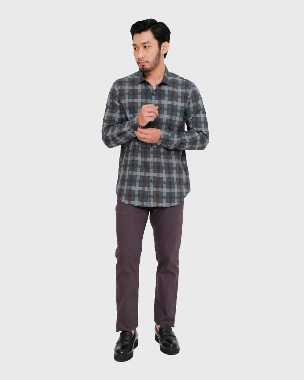 MOC Kemeja Lengan Panjang Pria NICOLO - GREY