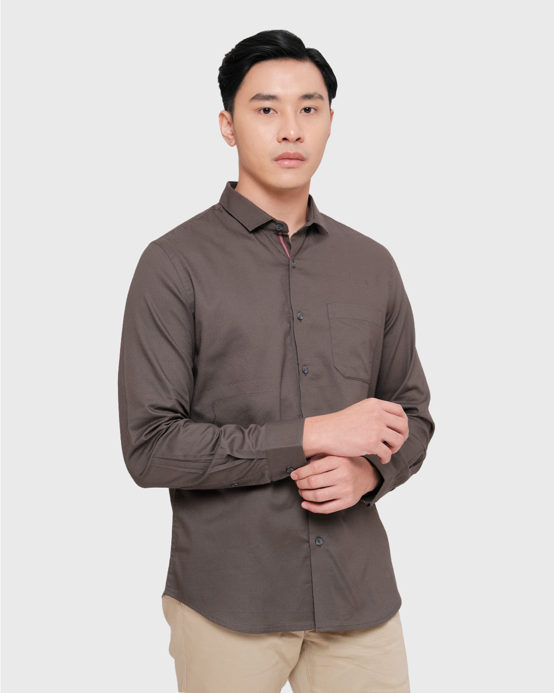 MOC Kemeja Lengan Panjang Pria GORDIAN - DARK GREY