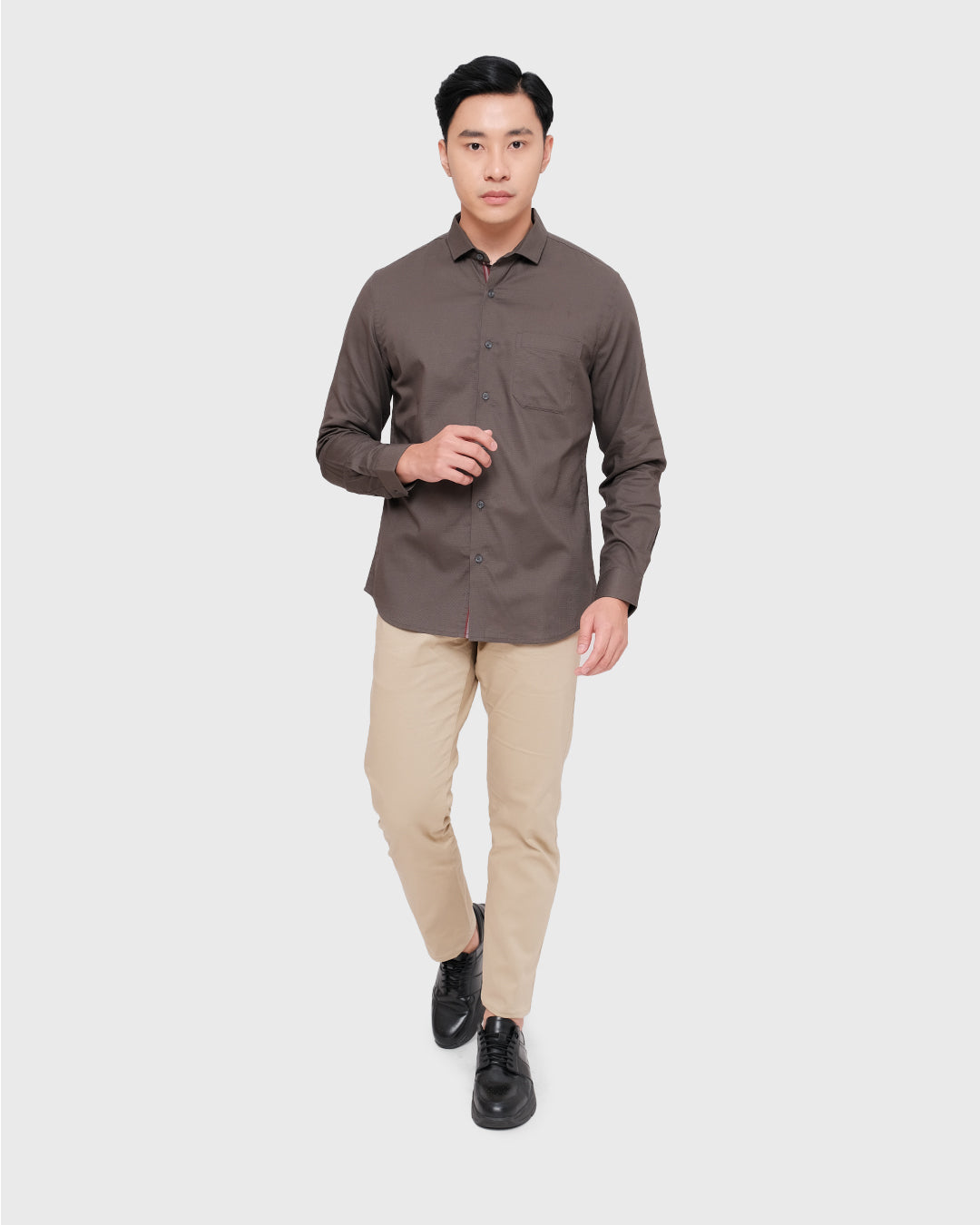 MOC Kemeja Lengan Panjang Pria GORDIAN - DARK GREY